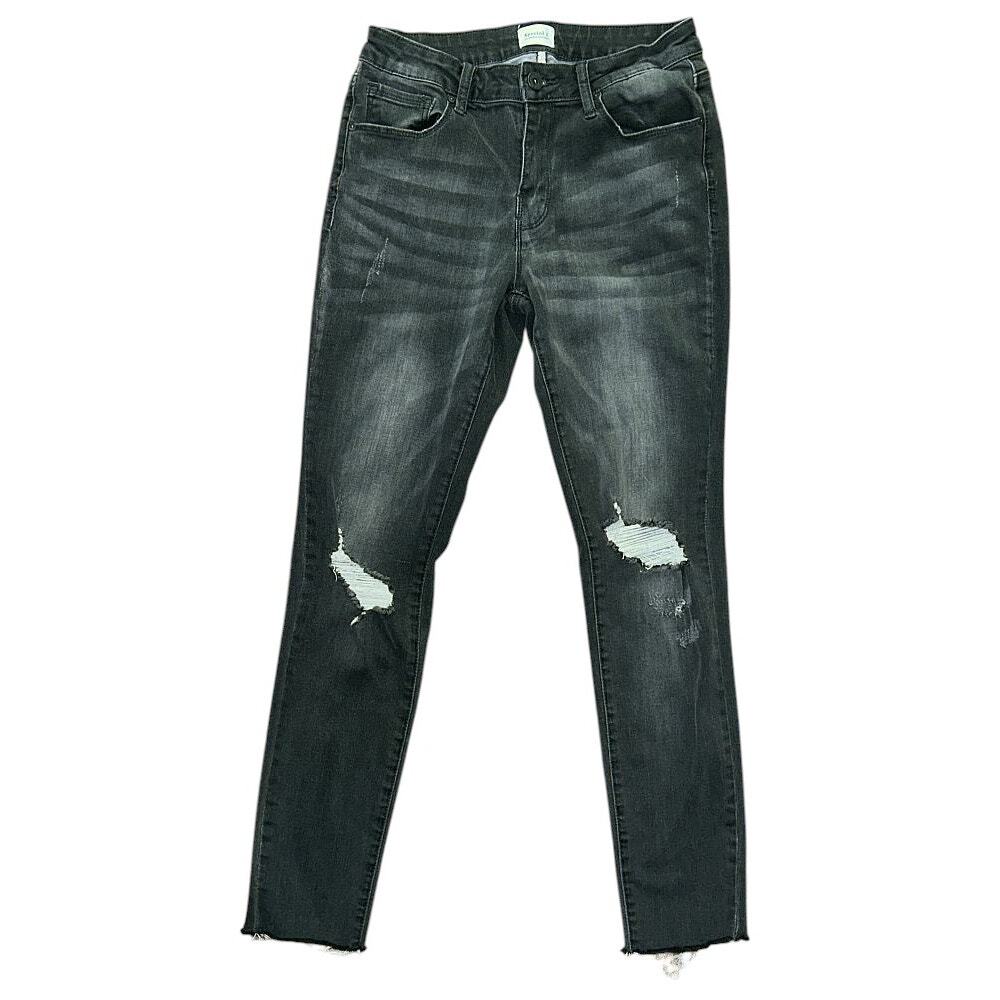Special A Mid-Rise Distressed Gray Ankle Skinny Jeans Size 7 26X27